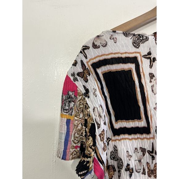 Y2K 90s Maximalist Eclectic Plisse Top S Indie Patchwork Collage Artwear Boho - Picture 7 of 12